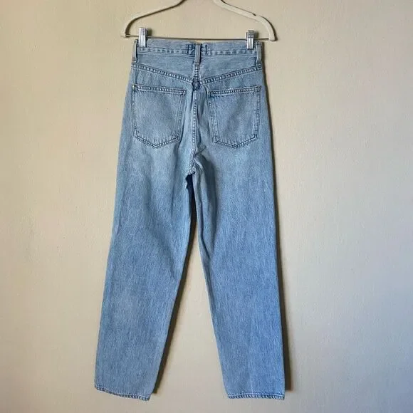 Agolde Criss Cross Upsized Blue Jeans High Waist Straight Leg Size 23 - Picture 7 of 12